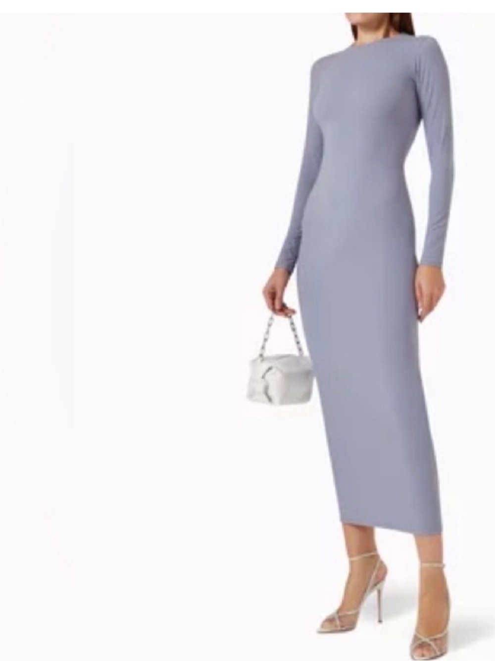 SKIMS Long-Sleeve Maxi Dress in Slate